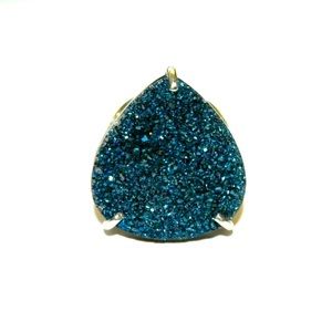 Vintage Ring Sterling Silver Drusy Quartz blue stone sz9 *pretty*